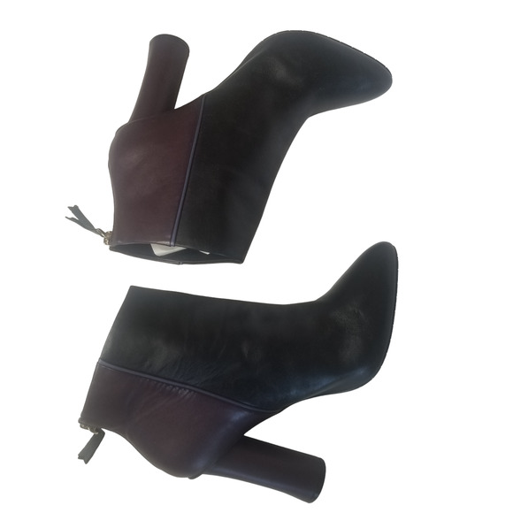 CAbi Bisset Color Block Pointed Toe Leather Booties Black Vino Size 11 - Picture 10 of 16